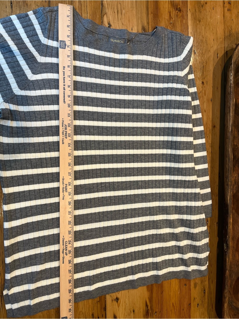 Gray & White Striped Ribbed Boat Neck Sweater Classic Preppy NWT - Picture 6 of 6
